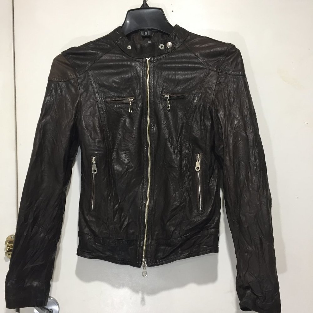 VERA PELLE CRINKLED LEATHER JACKETS SIZE S